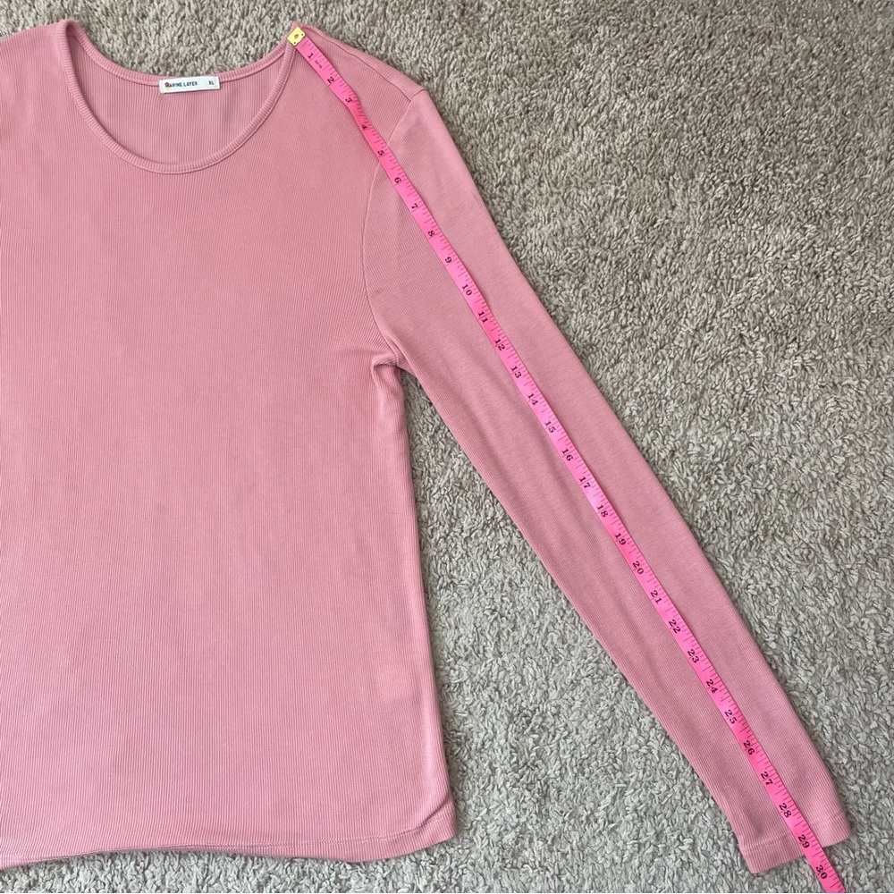 Marine Layer Dusty Pink Lexi Rib Crew Tee Stretch Tencel Long Sleeve Size XL - Picture 13 of 16